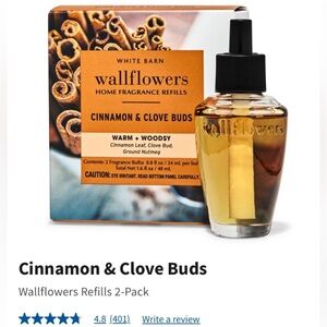 “CINNAMON & CLOVE BUDS” by BBW/WB, 2-Pack Wallflowers Home Fragrance Refills NIB